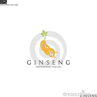 Red ginseng logo Vector Illustration